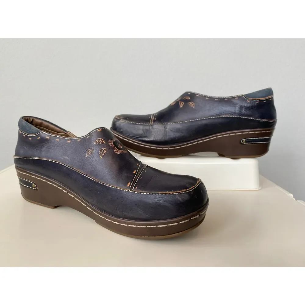 L’Artiste Spring Step Burbank Brown Leather Clogs EU 42 US 10.5-11 Comfort Shoe